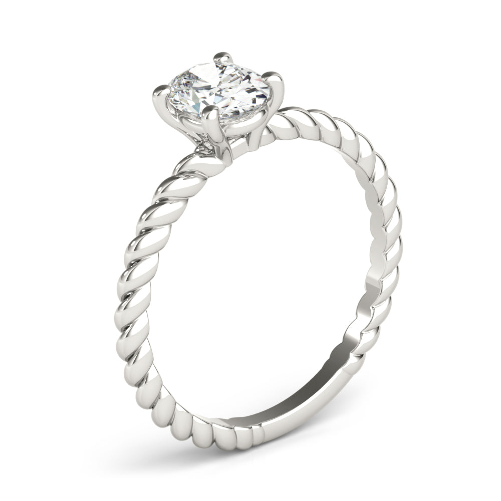 Bespoke Twisted Shank Center Oval Diamond Engagement Ring in 10K/14K gold and platinum with certified lab-grown or natural diamonds