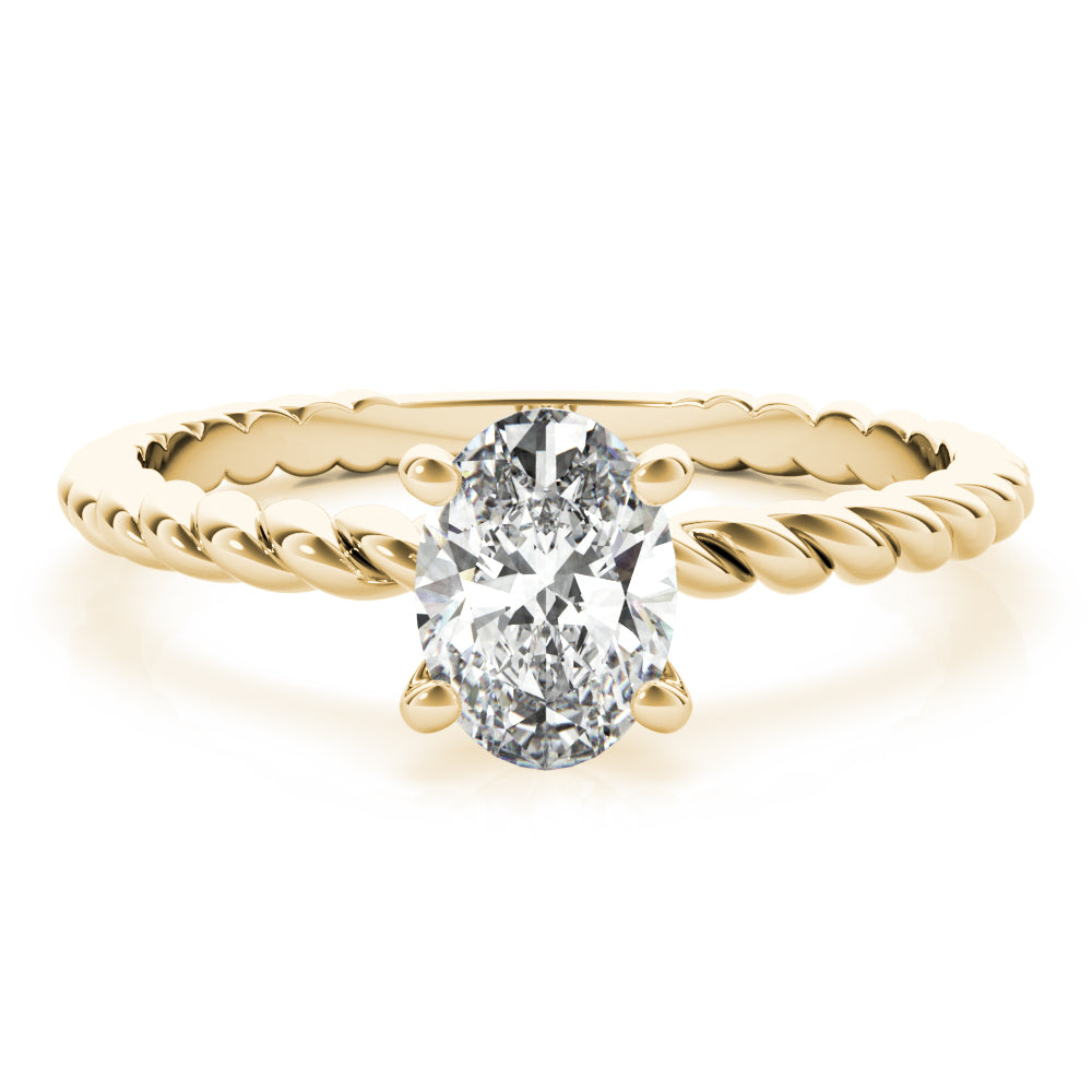 Bespoke Twisted Shank Center Oval Diamond Engagement Ring in 10K/14K gold and platinum with certified lab-grown or natural diamonds