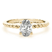 Bespoke Twisted Shank Center Oval Diamond Engagement Ring in 10K/14K gold and platinum with certified lab-grown or natural diamonds