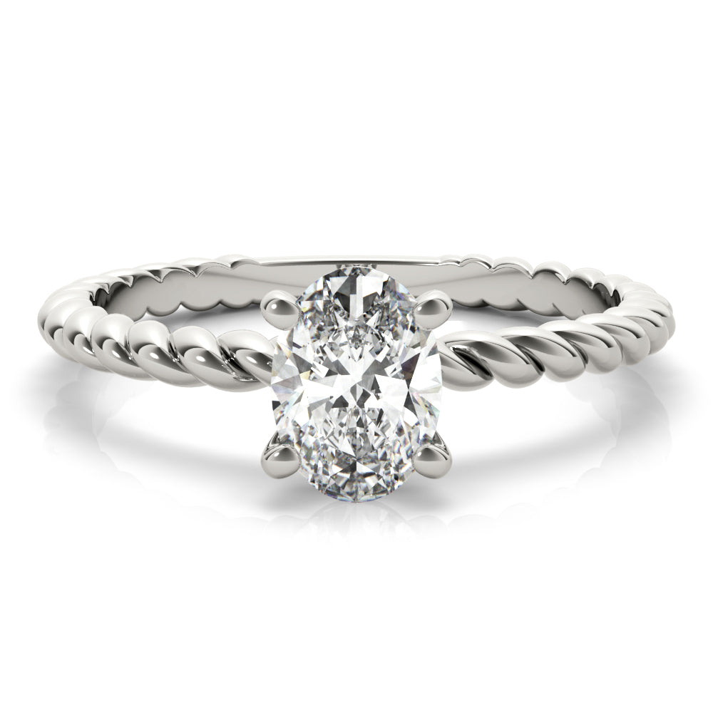 Bespoke Twisted Shank Center Oval Diamond Engagement Ring in 10K/14K gold and platinum with certified lab-grown or natural diamonds