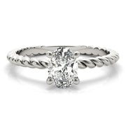 Bespoke Twisted Shank Center Oval Diamond Engagement Ring in 10K/14K gold and platinum with certified lab-grown or natural diamonds
