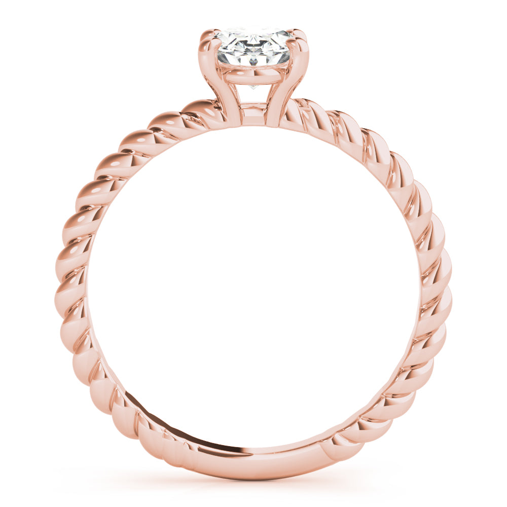 Bespoke Twisted Shank Center Oval Diamond Engagement Ring in 10K/14K gold and platinum with certified lab-grown or natural diamonds