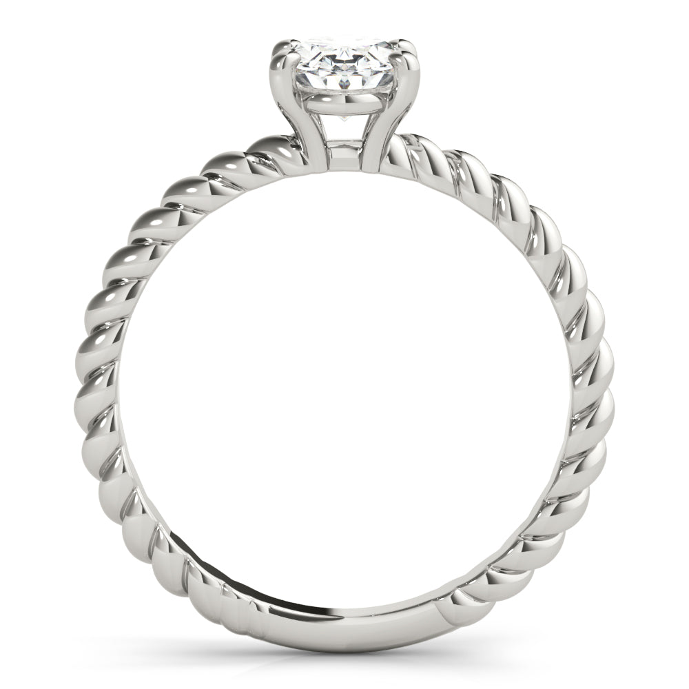 Bespoke Twisted Shank Center Oval Diamond Engagement Ring in 10K/14K gold and platinum with certified lab-grown or natural diamonds
