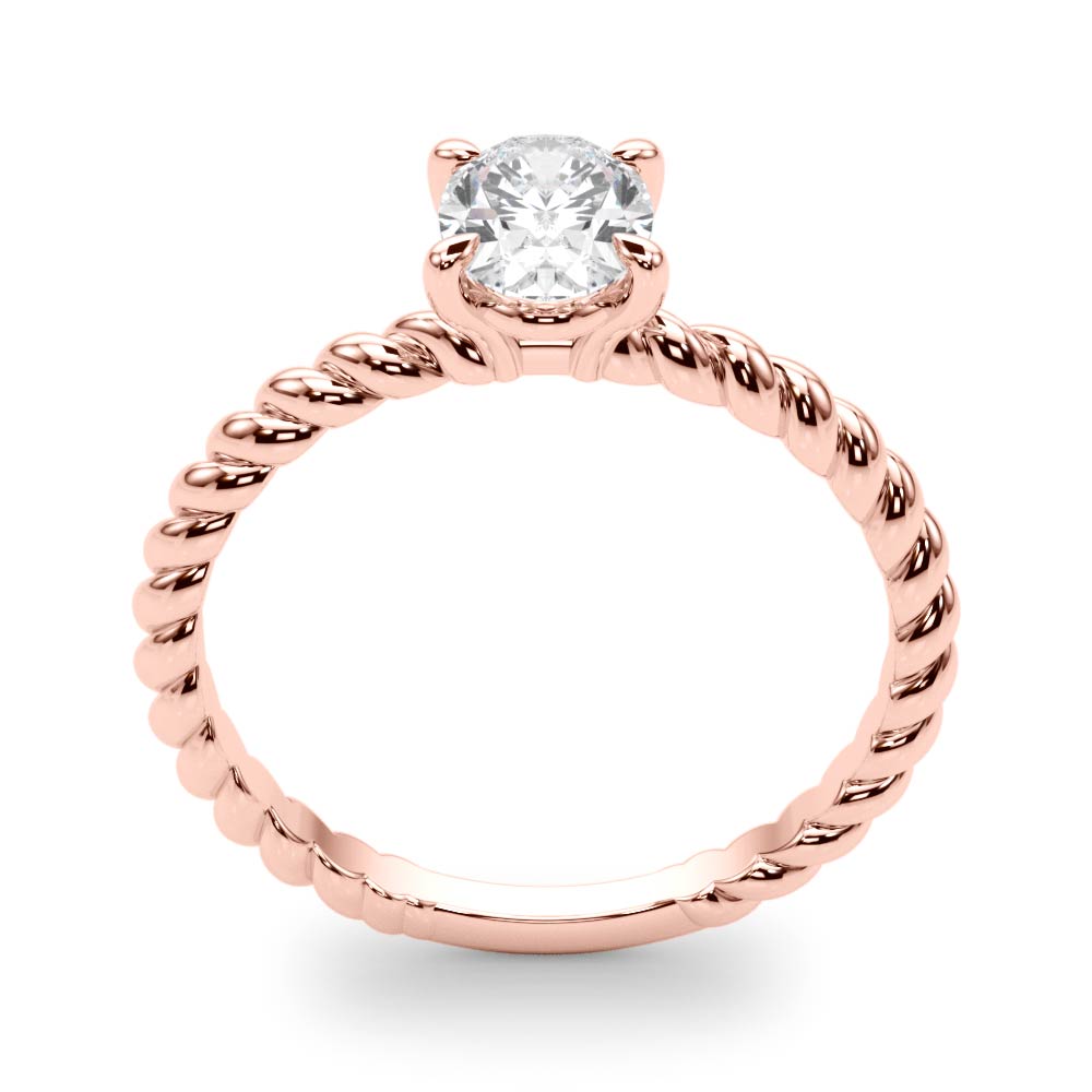 Bespoke Twisted Shank Center Oval Diamond Engagement Ring in 10K/14K gold and platinum with certified lab-grown or natural diamonds