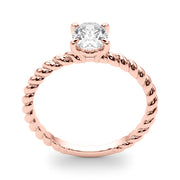 Bespoke Twisted Shank Center Oval Diamond Engagement Ring in 10K/14K gold and platinum with certified lab-grown or natural diamonds