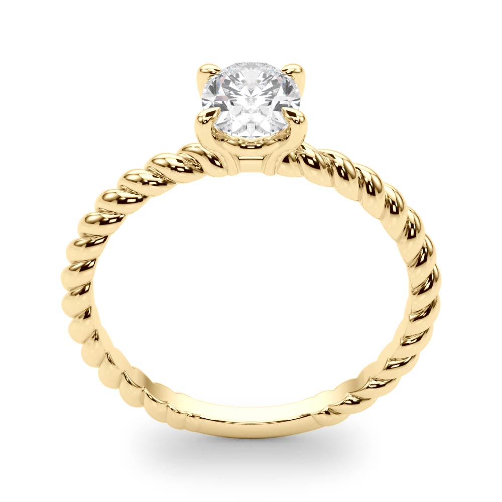 Bespoke Twisted Shank Center Oval Diamond Engagement Ring in 10K/14K gold and platinum with certified lab-grown or natural diamonds