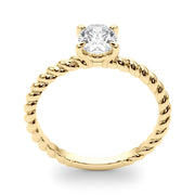 Bespoke Twisted Shank Center Oval Diamond Engagement Ring in 10K/14K gold and platinum with certified lab-grown or natural diamonds