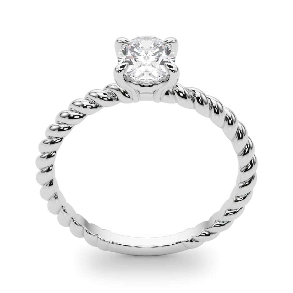 Bespoke Twisted Shank Center Oval Diamond Engagement Ring in 10K/14K gold and platinum with certified lab-grown or natural diamonds