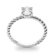 Bespoke Twisted Shank Center Oval Diamond Engagement Ring in 10K/14K gold and platinum with certified lab-grown or natural diamonds