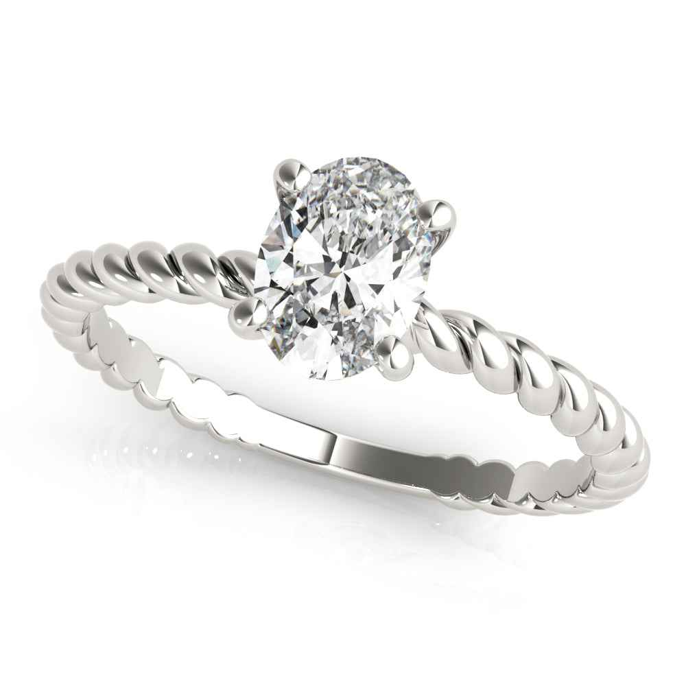 Bespoke Twisted Shank Center Oval Diamond Engagement Ring in 10K/14K gold and platinum with certified lab-grown or natural diamonds