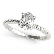 Bespoke Twisted Shank Center Oval Diamond Engagement Ring in 10K/14K gold and platinum with certified lab-grown or natural diamonds