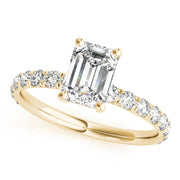 Sophisticated Single Row For Cut Center Emerald Diamond Engagement Ring in 10K/14K gold and platinum with certified lab-grown or natural diamonds