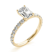Sophisticated Single Row For Cut Center Emerald Diamond Engagement Ring in 10K/14K gold and platinum with certified lab-grown or natural diamonds