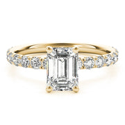 Sophisticated Single Row For Cut Center Emerald Diamond Engagement Ring in 10K/14K gold and platinum with certified lab-grown or natural diamonds