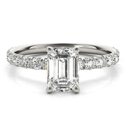 Sophisticated Single Row For Cut Center Emerald Diamond Engagement Ring in 10K/14K gold and platinum with certified lab-grown or natural diamonds