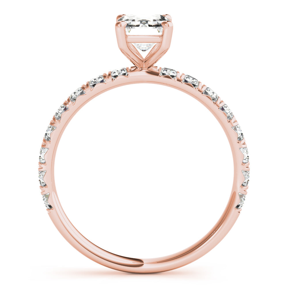 Sophisticated Single Row For Cut Center Emerald Diamond Engagement Ring in 10K/14K gold and platinum with certified lab-grown or natural diamonds
