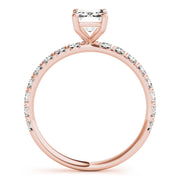 Sophisticated Single Row For Cut Center Emerald Diamond Engagement Ring in 10K/14K gold and platinum with certified lab-grown or natural diamonds
