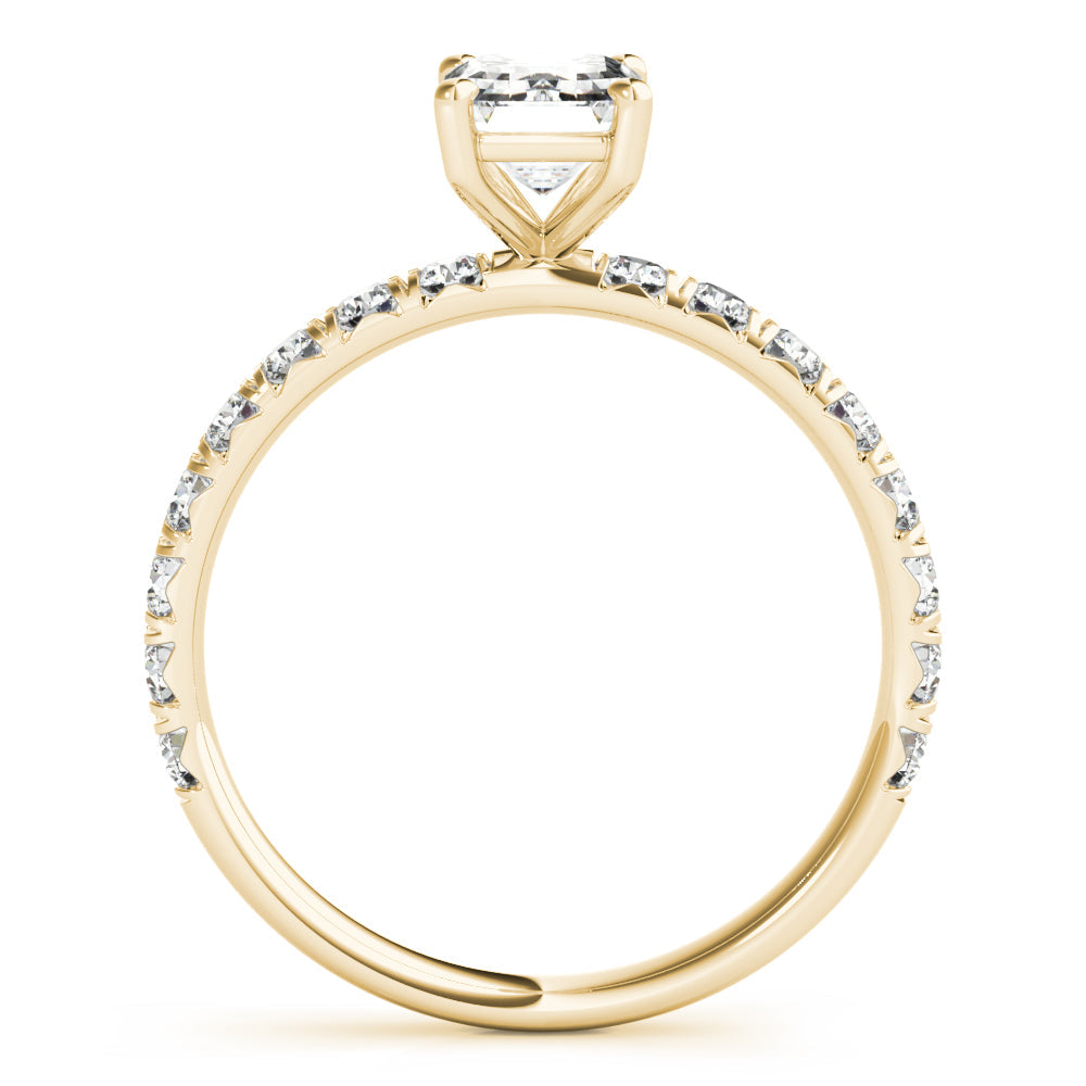 Sophisticated Single Row For Cut Center Emerald Diamond Engagement Ring in 10K/14K gold and platinum with certified lab-grown or natural diamonds