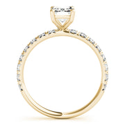 Sophisticated Single Row For Cut Center Emerald Diamond Engagement Ring in 10K/14K gold and platinum with certified lab-grown or natural diamonds