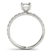 Sophisticated Single Row For Cut Center Emerald Diamond Engagement Ring in 10K/14K gold and platinum with certified lab-grown or natural diamonds