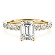 Sophisticated Single Row For Cut Center Emerald Diamond Engagement Ring in 10K/14K gold and platinum with certified lab-grown or natural diamonds