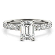 Sophisticated Single Row For Cut Center Emerald Diamond Engagement Ring in 10K/14K gold and platinum with certified lab-grown or natural diamonds