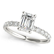 Sophisticated Single Row For Cut Center Emerald Diamond Engagement Ring in 10K/14K gold and platinum with certified lab-grown or natural diamonds