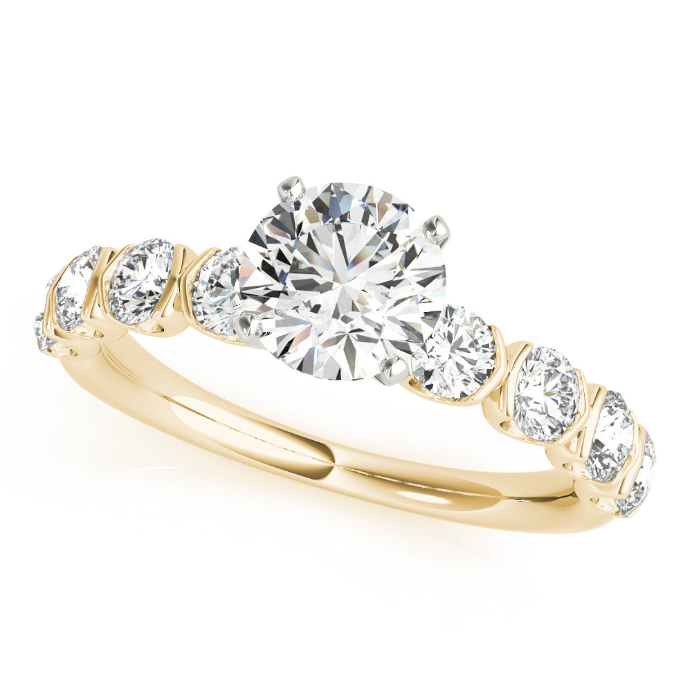 Refined U Prong Round Diamond Engagement Ring in 10K/14K gold and platinum with certified lab-grown or natural diamonds
