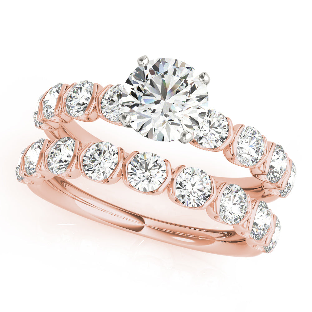 Refined U Prong Round Diamond Engagement Ring in 10K/14K gold and platinum with certified lab-grown or natural diamonds