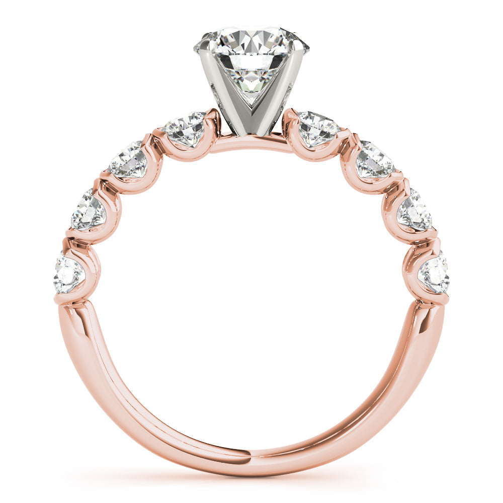 Refined U Prong Round Diamond Engagement Ring in 10K/14K gold and platinum with certified lab-grown or natural diamonds
