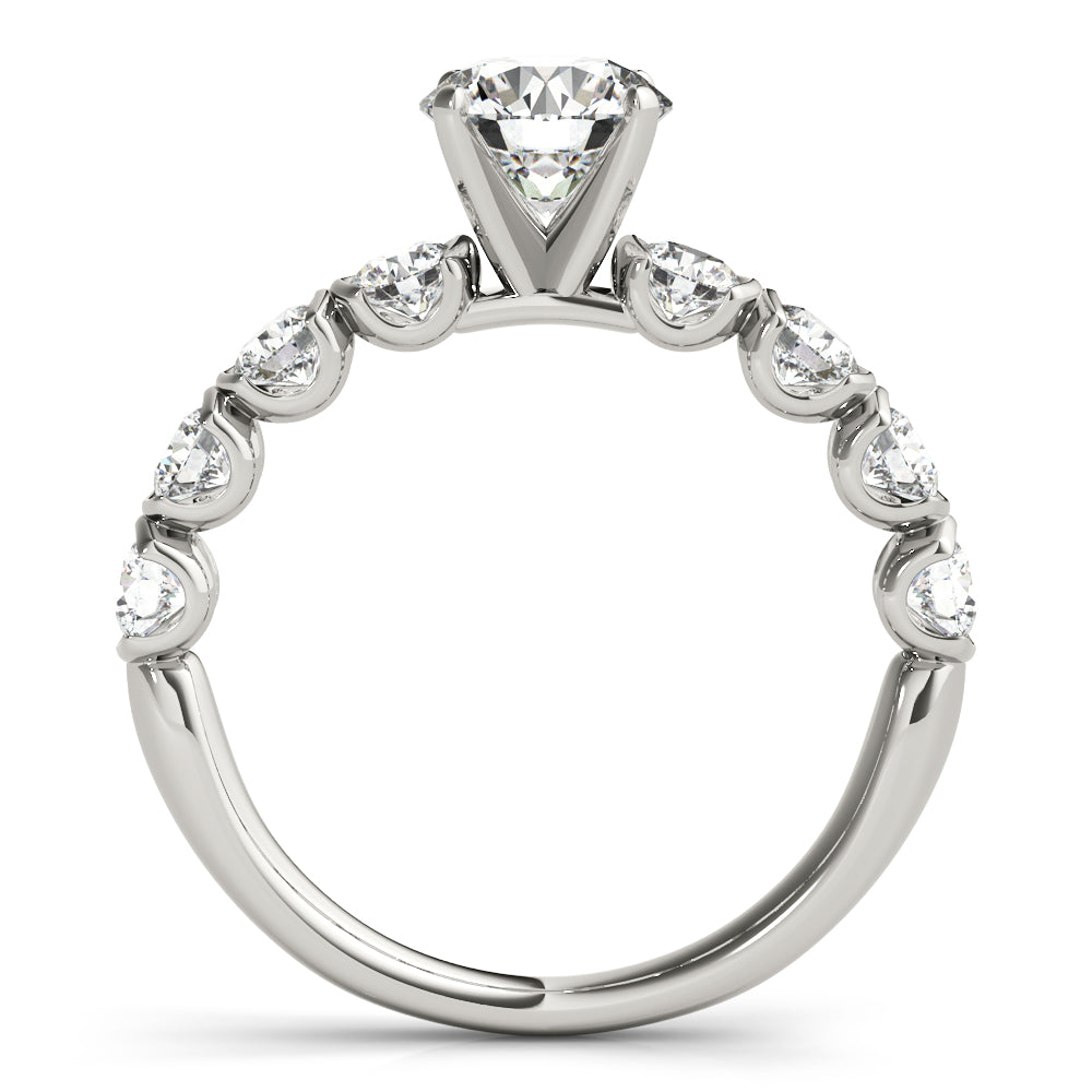 Refined U Prong Round Diamond Engagement Ring in 10K/14K gold and platinum with certified lab-grown or natural diamonds