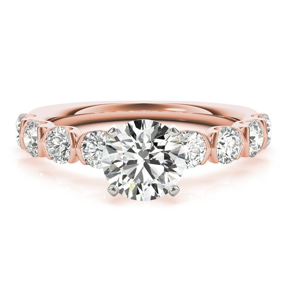 Refined U Prong Round Diamond Engagement Ring in 10K/14K gold and platinum with certified lab-grown or natural diamonds