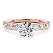 Refined U Prong Round Diamond Engagement Ring in 10K/14K gold and platinum with certified lab-grown or natural diamonds