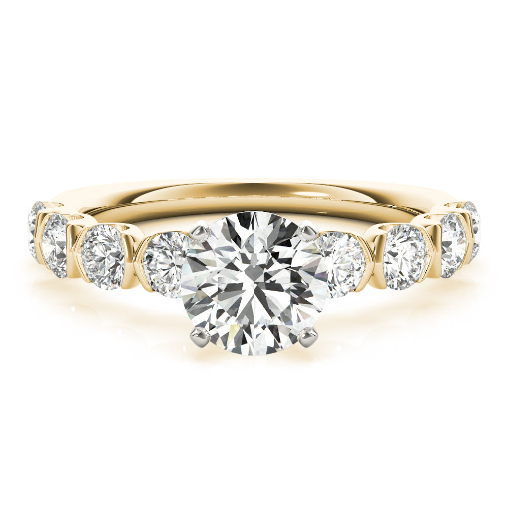 Refined U Prong Round Diamond Engagement Ring in 10K/14K gold and platinum with certified lab-grown or natural diamonds