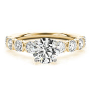 Refined U Prong Round Diamond Engagement Ring in 10K/14K gold and platinum with certified lab-grown or natural diamonds