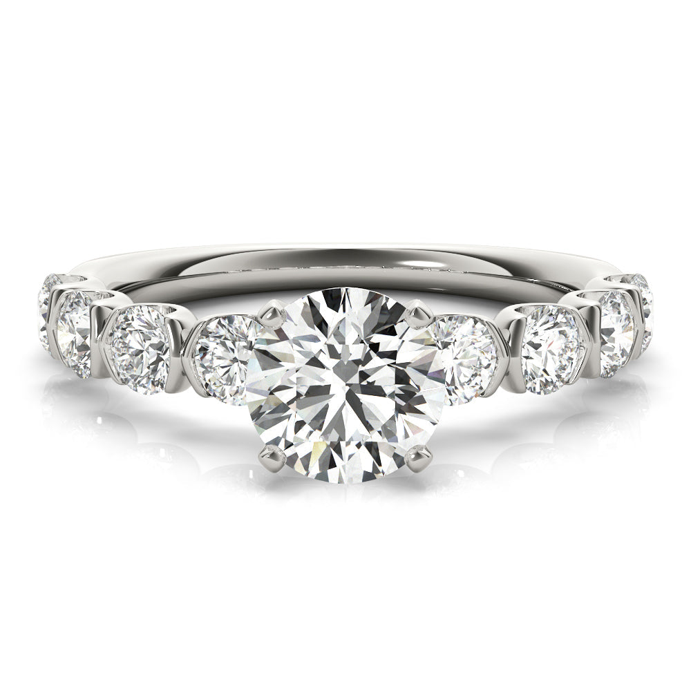Refined U Prong Round Diamond Engagement Ring in 10K/14K gold and platinum with certified lab-grown or natural diamonds