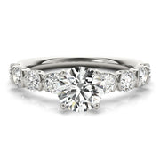 Refined U Prong Round Diamond Engagement Ring in 10K/14K gold and platinum with certified lab-grown or natural diamonds
