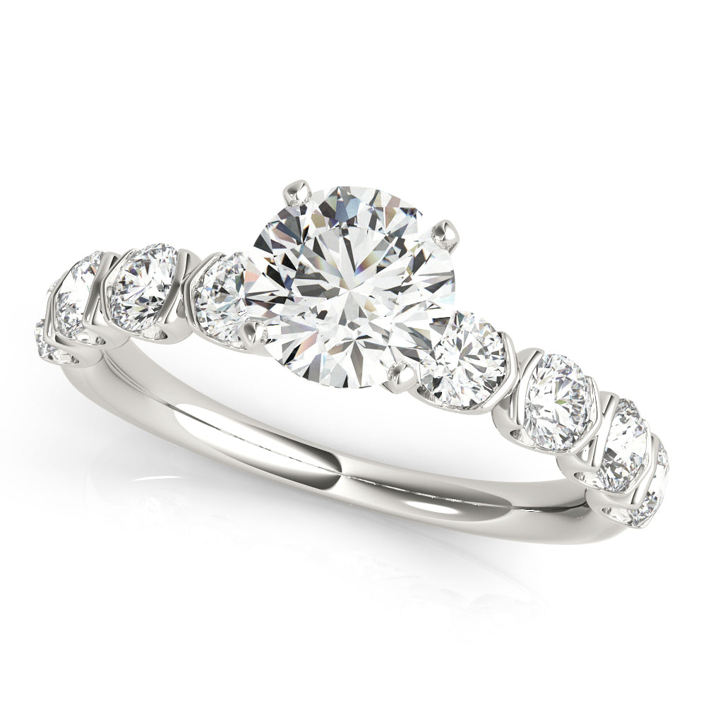 Refined U Prong Round Diamond Engagement Ring in 10K/14K gold and platinum with certified lab-grown or natural diamonds