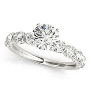 Refined U Prong Round Diamond Engagement Ring in 10K/14K gold and platinum with certified lab-grown or natural diamonds
