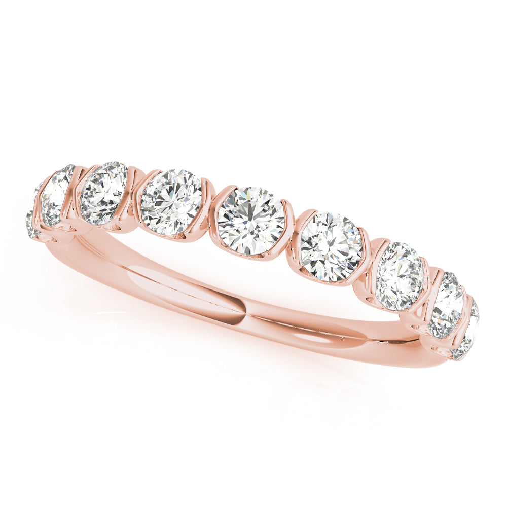 Bar Set Half Eternity Ring in Gold & Platinum