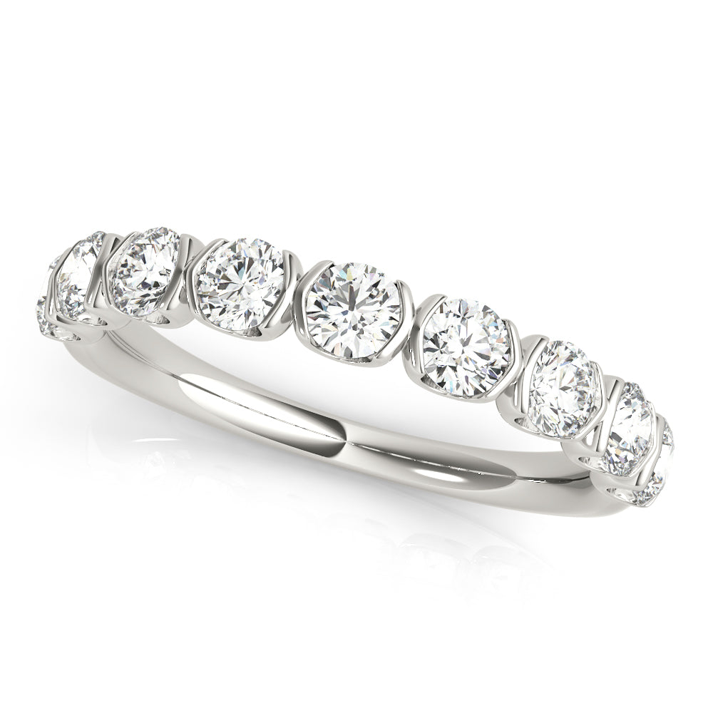 Bar Set Half Eternity Ring in Gold & Platinum