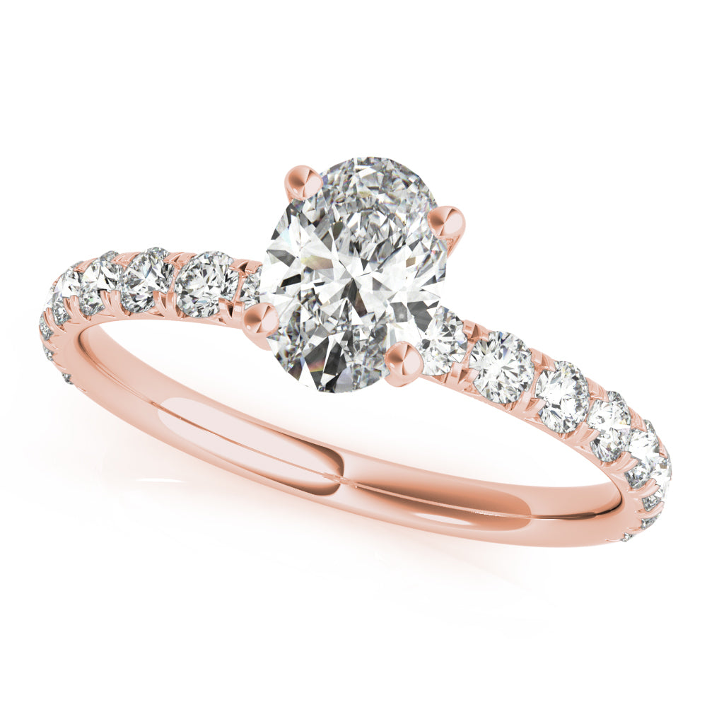 Eternal Single Row For Center Oval Diamond Engagement Ring in 10K/14K gold and platinum with certified lab-grown or natural diamonds