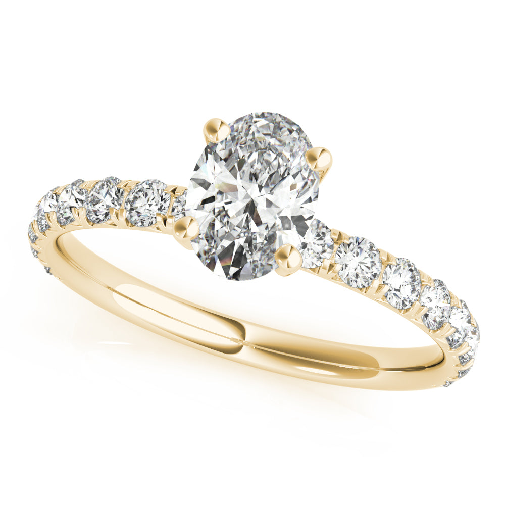 Eternal Single Row For Center Oval Diamond Engagement Ring in 10K/14K gold and platinum with certified lab-grown or natural diamonds