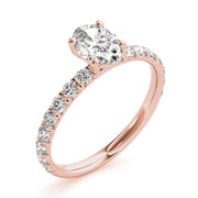 Eternal Single Row For Center Oval Diamond Engagement Ring in 10K/14K gold and platinum with certified lab-grown or natural diamonds
