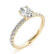 Eternal Single Row For Center Oval Diamond Engagement Ring in 10K/14K gold and platinum with certified lab-grown or natural diamonds