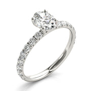 Eternal Single Row For Center Oval Diamond Engagement Ring in 10K/14K gold and platinum with certified lab-grown or natural diamonds