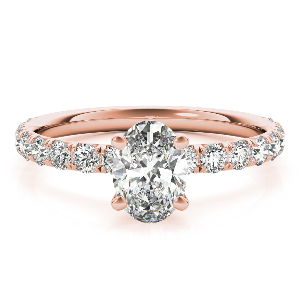 Eternal Single Row For Center Oval Diamond Engagement Ring in 10K/14K gold and platinum with certified lab-grown or natural diamonds