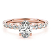 Eternal Single Row For Center Oval Diamond Engagement Ring in 10K/14K gold and platinum with certified lab-grown or natural diamonds