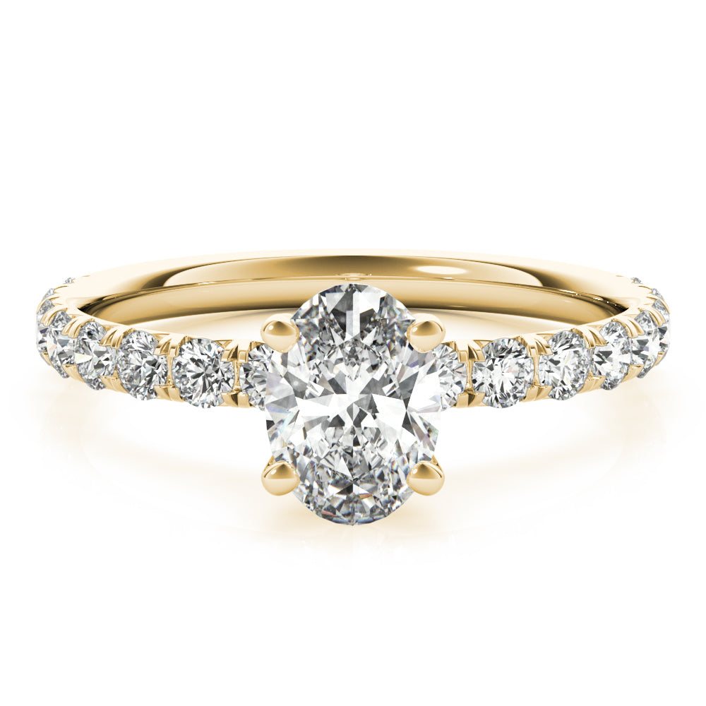 Eternal Single Row For Center Oval Diamond Engagement Ring in 10K/14K gold and platinum with certified lab-grown or natural diamonds