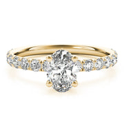 Eternal Single Row For Center Oval Diamond Engagement Ring in 10K/14K gold and platinum with certified lab-grown or natural diamonds